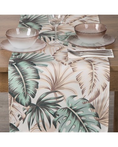 BIeżnik ogrodowy wodoodporny 40x140 Garden 13B kremowy/zielony Eurofirany