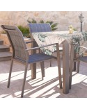 Obrus ogrodowy wodoodporny 85x85 Garden 13D kremowy/zielony Eurofirany