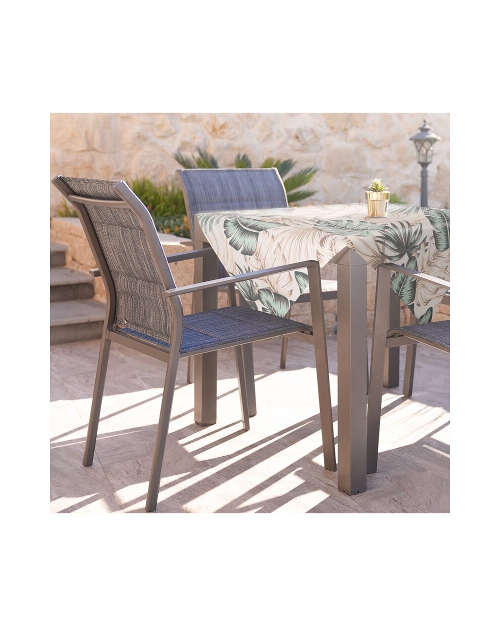 Obrus ogrodowy wodoodporny 85x85 Garden 13D kremowy/zielony Eurofirany