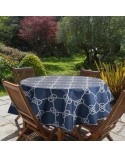 Obrus ogrodowy wodoodporny okrągły 150cm Garden 15E granatowy/biały Eurofirany