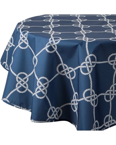 Obrus ogrodowy wodoodporny okrągły 150cm Garden 15E granatowy/biały Eurofirany