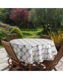 Obrus ogrodowy wodoodporny okrągły 150cm Garden 17E biały/granatowy Eurofirany