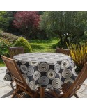Obrus ogrodowy wodoodporny okrągły 150cm Garden 19E czarny/biały Eurofirany