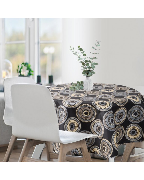 Obrus ogrodowy wodoodporny okrągły 150cm Garden 19E czarny/biały Eurofirany