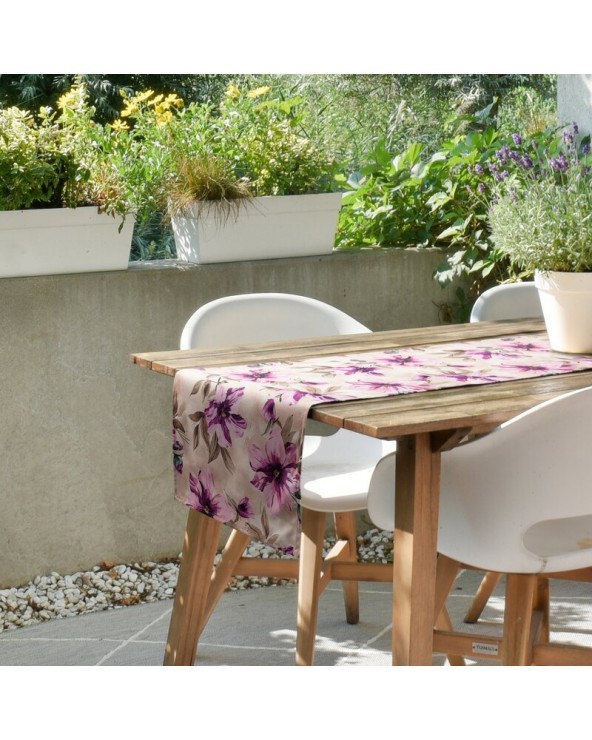 Bieżnik ogrodowy wodoodporny 40x180 Garden 29B kremowy/różowy Eurofirany