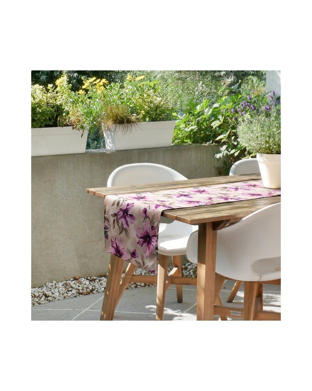 Bieżnik ogrodowy wodoodporny 40x180 Garden 29B kremowy/różowy Eurofirany