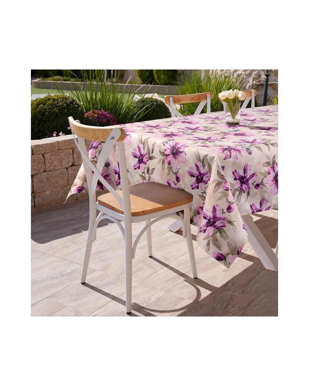 Obrus ogrodowy wodoodporny 85x85 Garden 29D kremowy/różowy Eurofirany