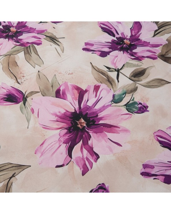 Obrus ogrodowy wodoodporny okrągły 150cm Garden 29E kremowy/różowy Eurofirany