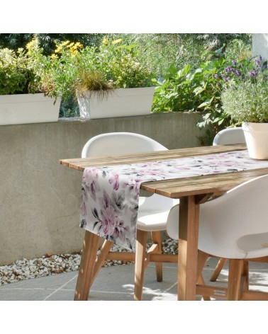 Bieżnik ogrodowy wodoodporny 40x140 Garden 30B biały/różowy Eurofirany