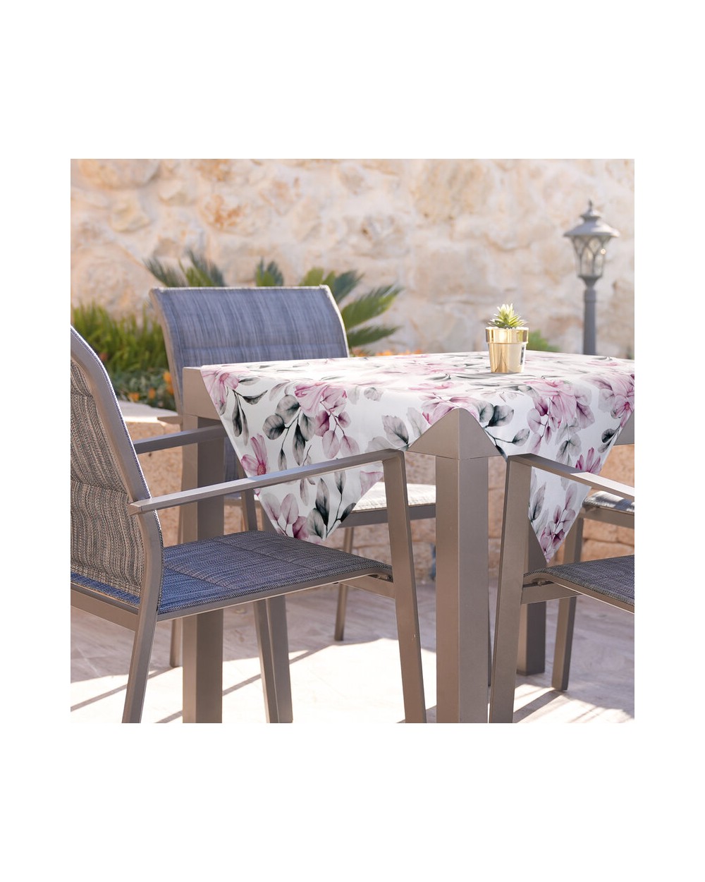 Obrus ogrodowy wodoodporny 85x85 Garden 30D biały/różowy Eurofirany
