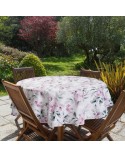 Obrus ogrodowy wodoodporny okrągły 150cm Garden 30E biały/różowy Eurofirany