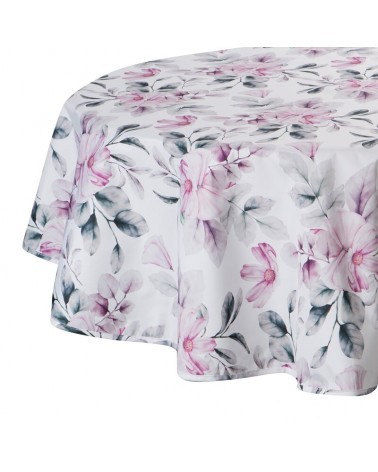 Obrus ogrodowy wodoodporny okrągły 150cm Garden 30E biały/różowy Eurofirany
