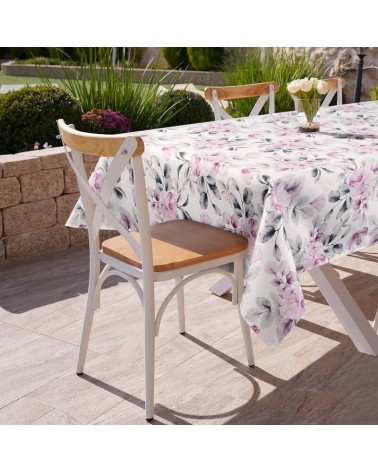 Obrus ogrodowy wodoodporny 140x220 Garden 30G biały/różowy Eurofirany