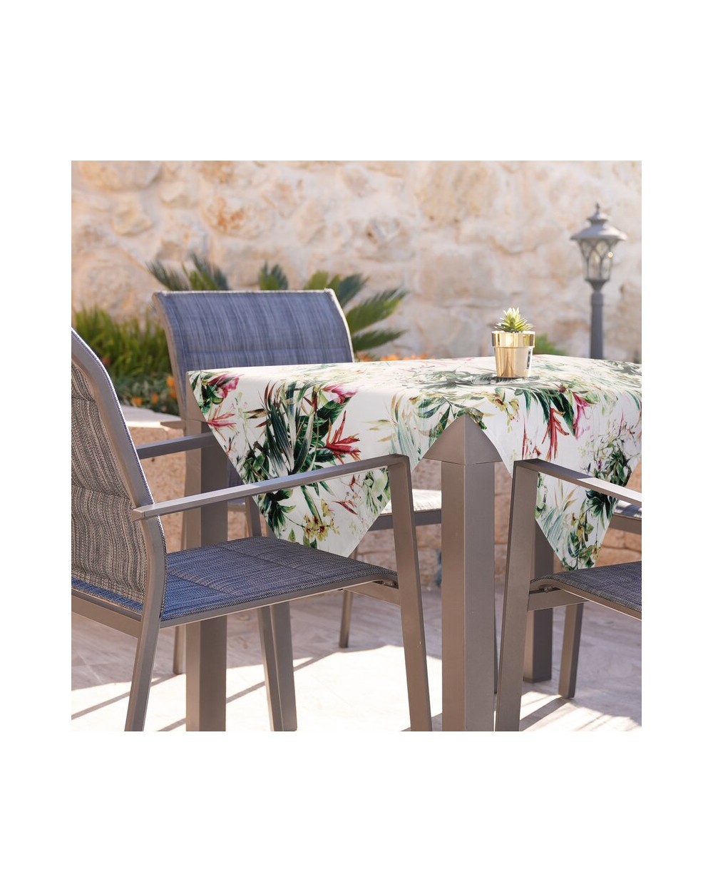 Obrus ogrodowy wodoodporny 85x85 Garden 31D biały/zielony Eurofirany