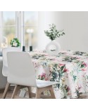 Obrus ogrodowy wodoodporny okrągły 150cm Garden 31E biały/zielony Eurofirany