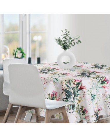 Obrus ogrodowy wodoodporny okrągły 150cm Garden 31E biały/zielony Eurofirany