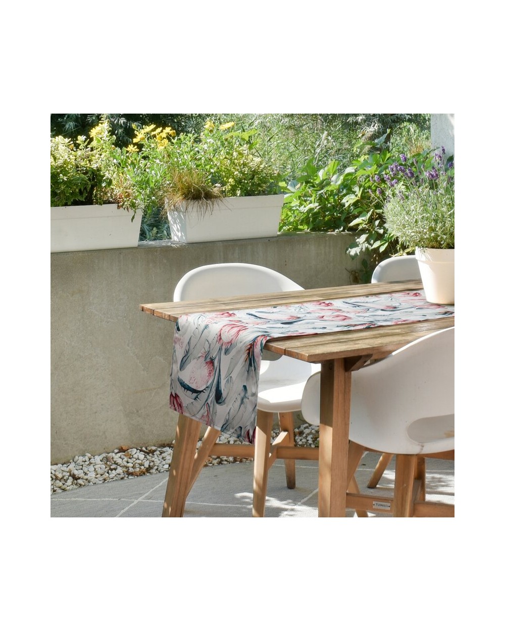 Bieżnik ogrodowy wodoodporny 40x180 Garden 32C biały/niebieski Eurofirany