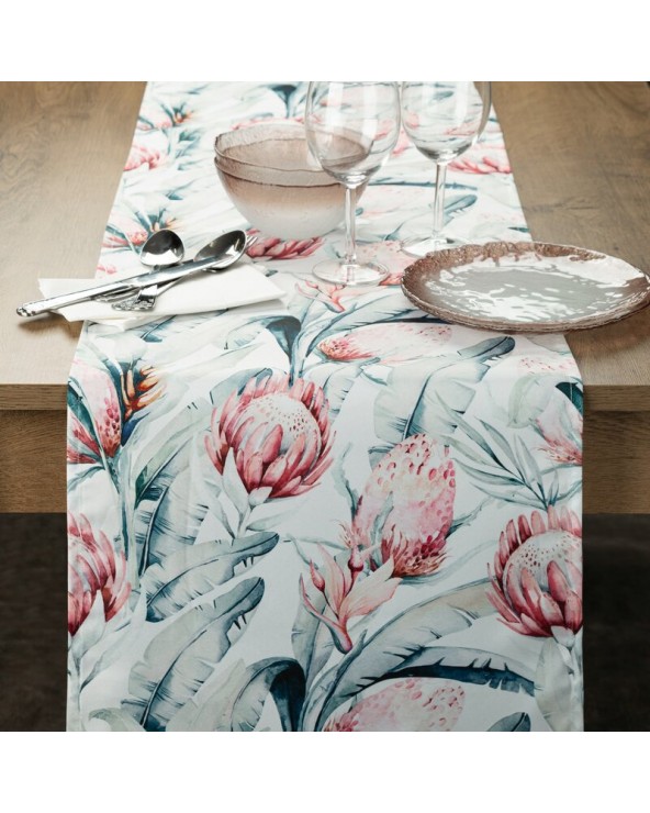 Bieżnik ogrodowy wodoodporny 40x180 Garden 32C biały/niebieski Eurofirany