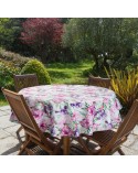 Obrus ogrodowy wodoodporny okrągły 150cm Garden 34E różowy/fioletowy Eurofirany