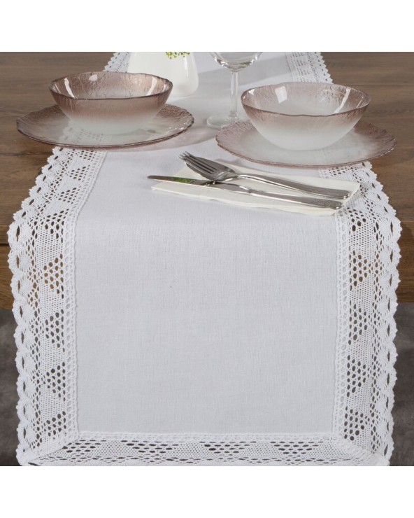 Bieżnik z koronką 40x140 Nataly biały Eurofirany