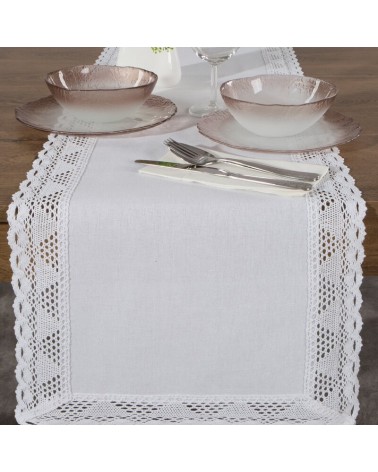 Bieżnik z koronką 40x140 Nataly biały Eurofirany