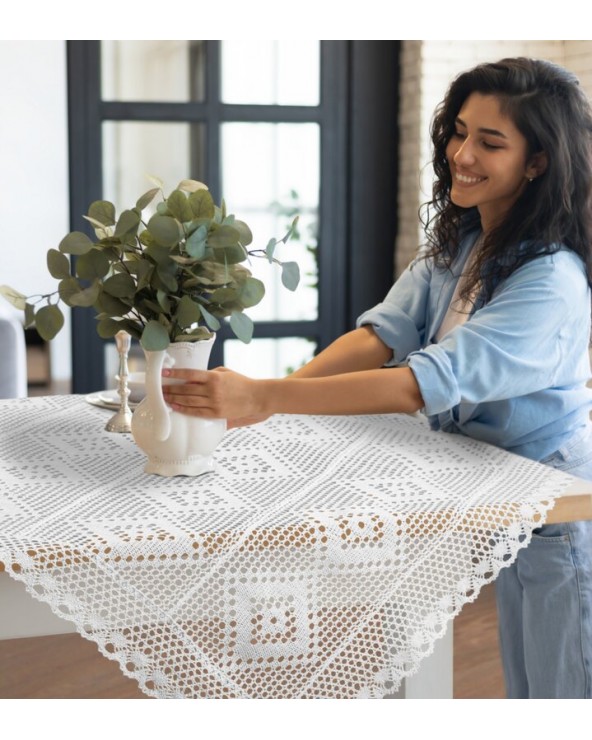 Obrus ażurowy 85x85 Olivia biały Eurofirany
