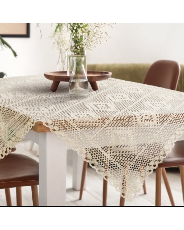 Obrus ażurowy 85x85 Olivia jasnobeżowy Eurofirany