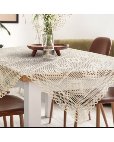 Obrus ażurowy 85x85 Olivia jasnobeżowy Eurofirany