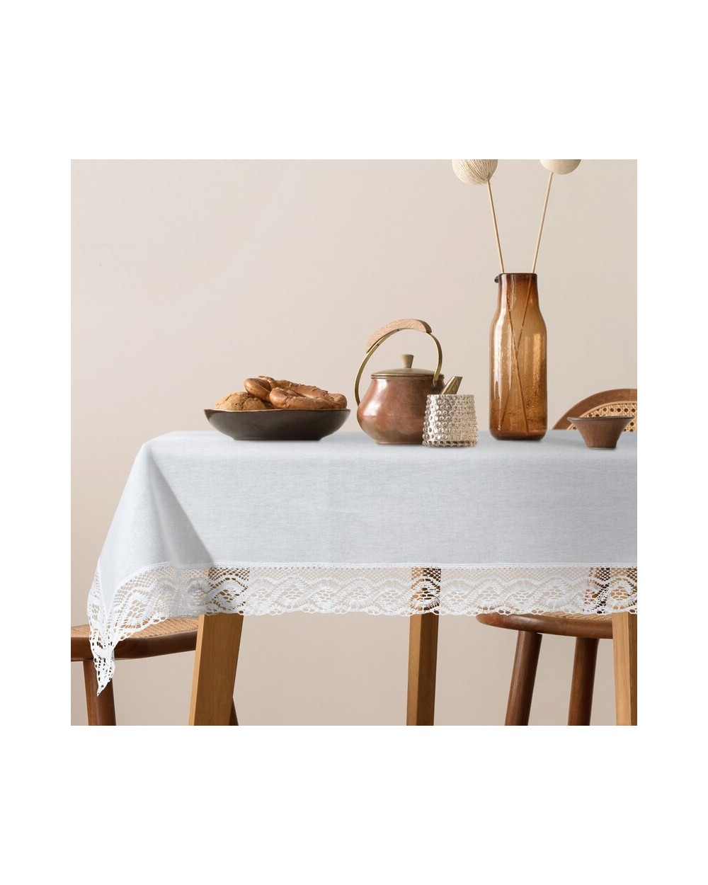 Obrus z koronką 140x180 Susan biały Eurofirany