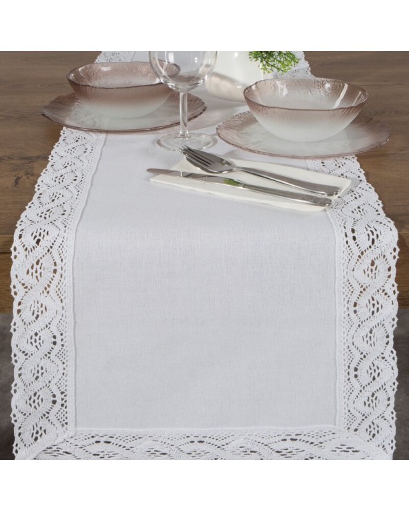 Bieżnik z koronką 35x180 Susan biały Eurofirany 