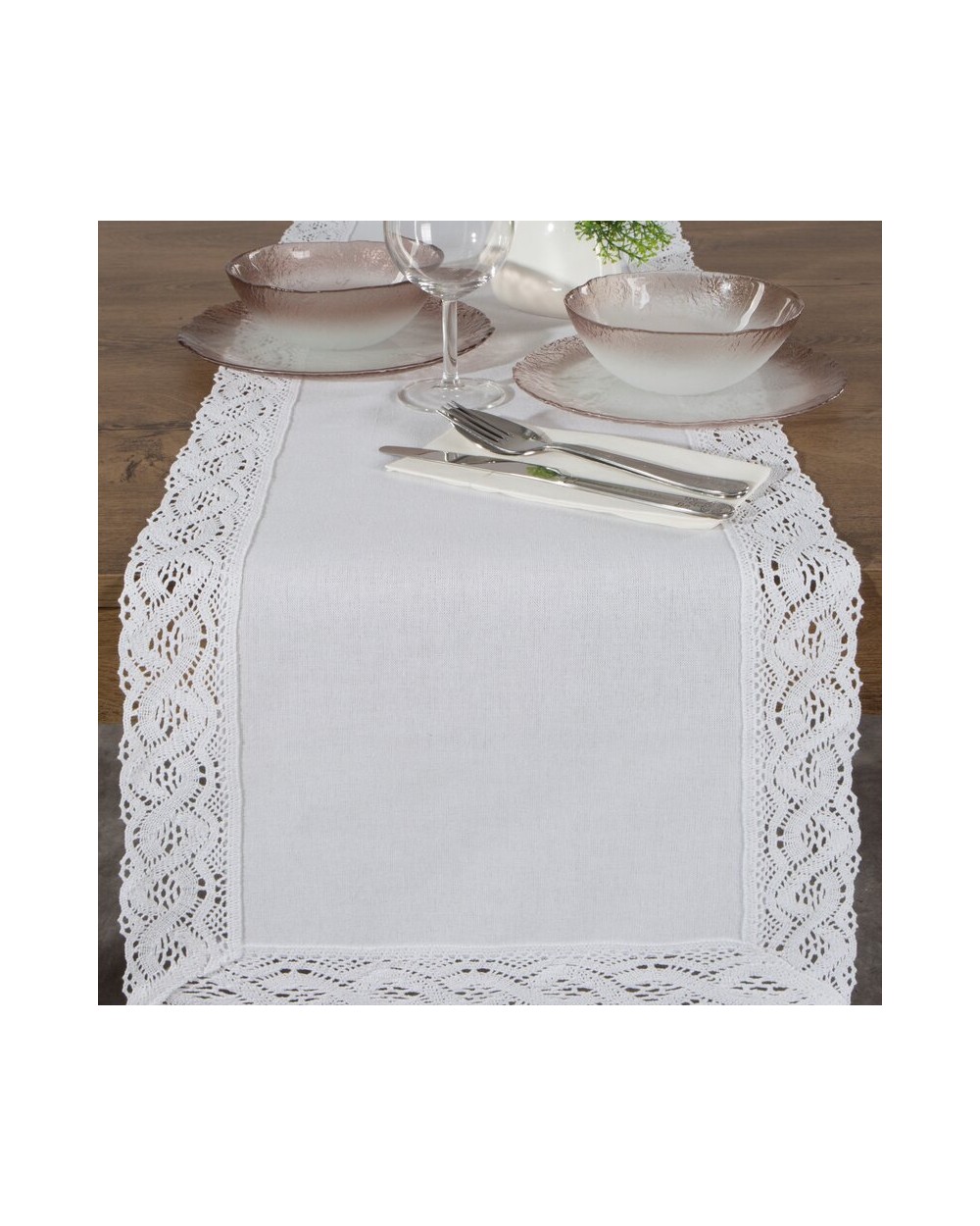 Bieżnik z koronką 35x180 Susan biały Eurofirany 