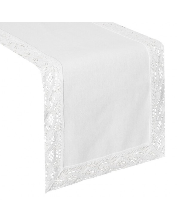 Bieżnik z koronką 35x180 Susan biały Eurofirany 