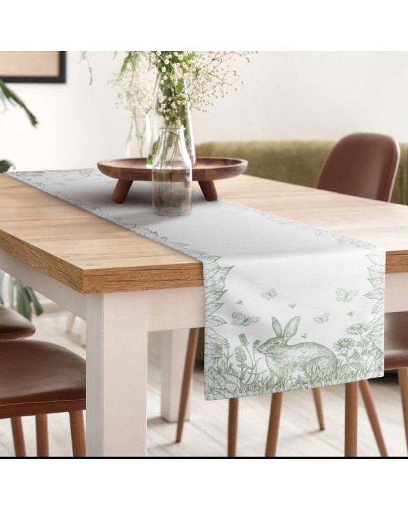 Bieżnik wielkanocny 40x140 Wiosna kremowy/zielony Eurofirany 