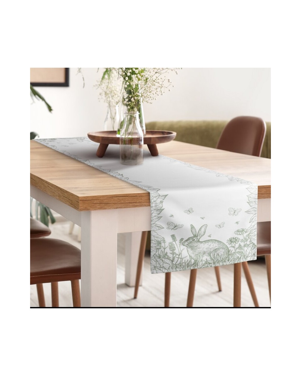 Bieżnik wielkanocny 40x140 Wiosna kremowy/zielony Eurofirany 