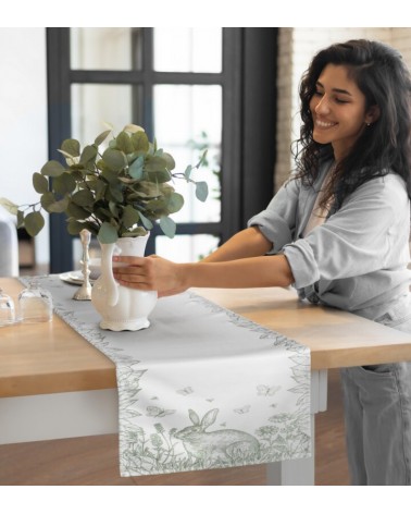 Bieżnik wielkanocny 40x140 Wiosna kremowy/zielony Eurofirany 