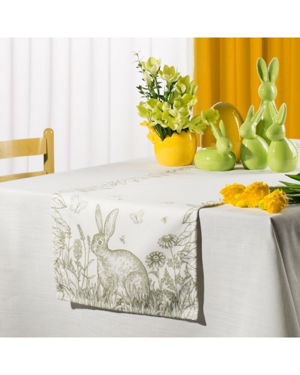 Bieżnik wielkanocny 40x140 Wiosna kremowy/zielony Eurofirany 