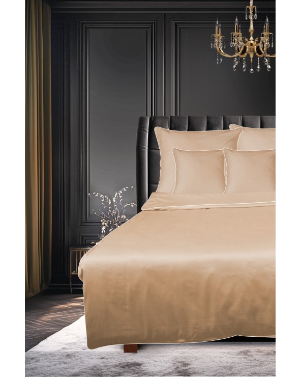 Pościel satyna bawełniana 140x200 + 1x70x80 Gold Line beżowa Matex
