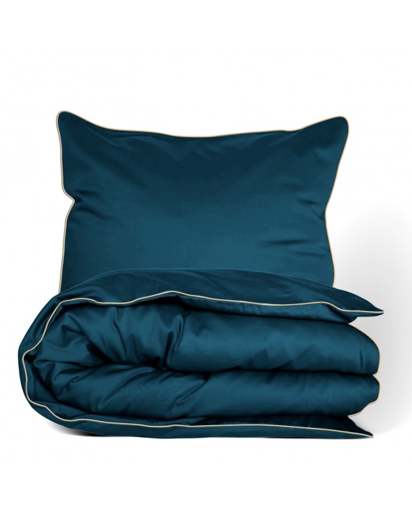 Pościel satyna bawełniana 140x200 + 1x70x80 Gold Line ciemnozielona Matex