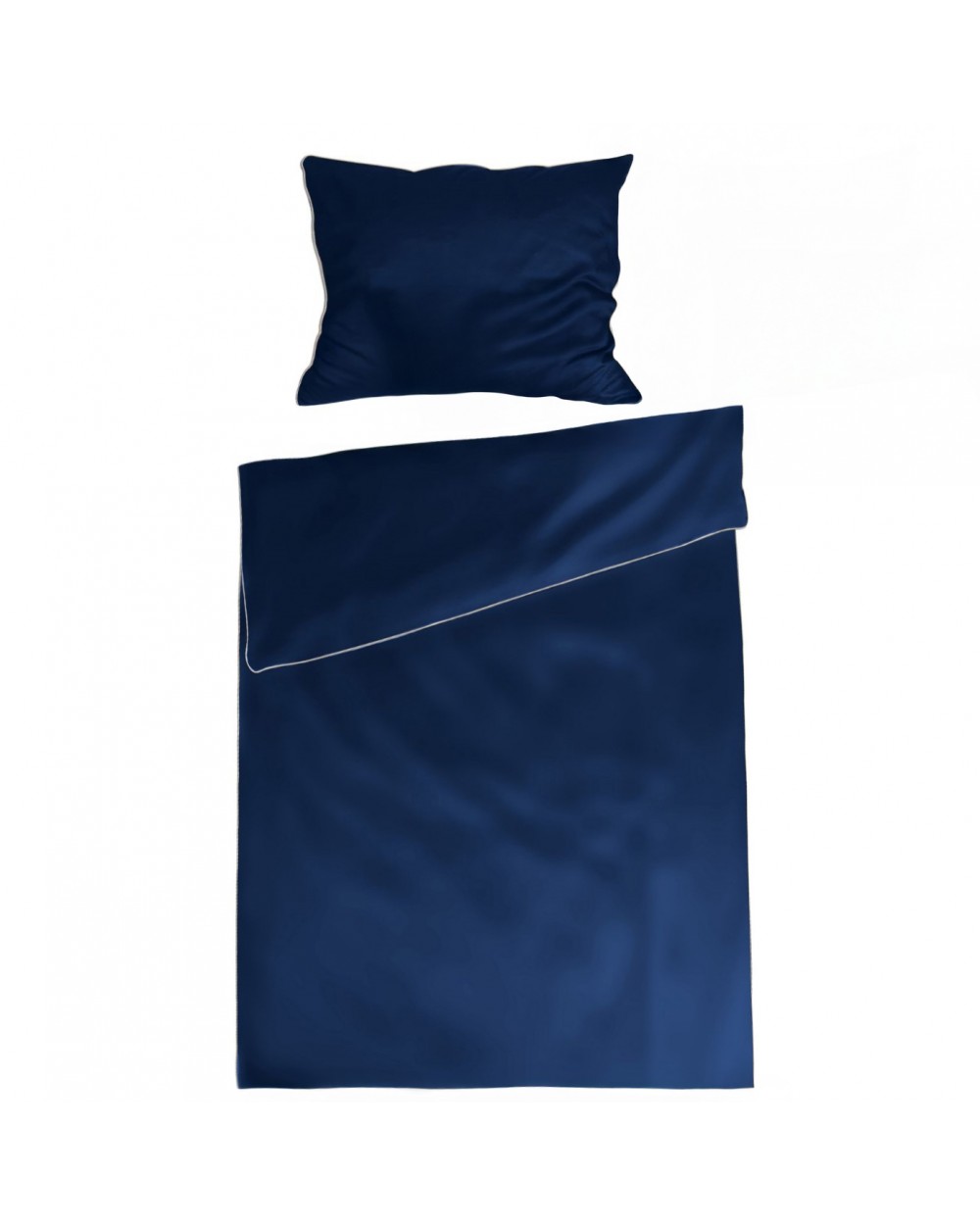 Pościel satyna bawełniana 140x200 + 1x70x80 Gold Line granatowa Matex