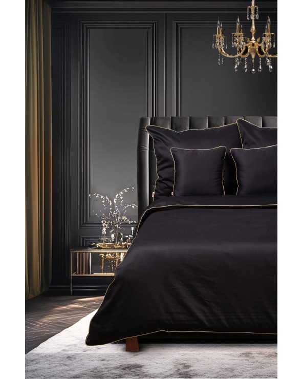 Pościel satyna bawełniana 140x200 + 1x70x80 Gold Line czarna Matex