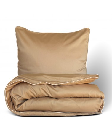 Pościel satyna bawełniana 160x200 + 2x70x80 Gold Line beżowa Matex