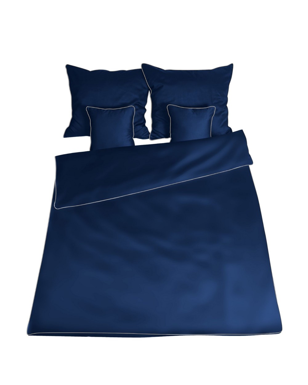 Pościel satyna bawełniana 160x200 + 2x70x80 Gold Line granatowa Matex
