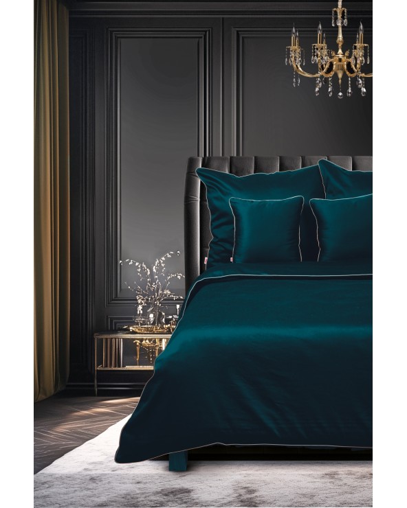 Pościel satyna bawełniana 200x220 + 2x70x80 Gold Line ciemnozielona Matex