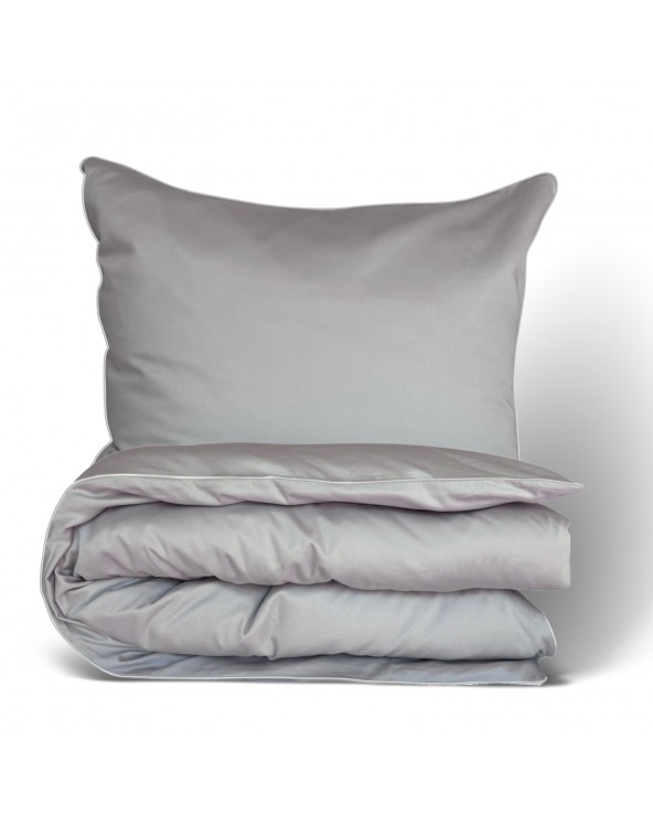 Pościel satyna bawełniana 200x220 + 2x70x80 Gold Line popielata Matex