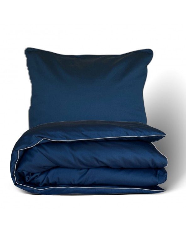 Pościel satyna bawełniana 200x220 + 2x70x80 Gold Line granatowa Matex