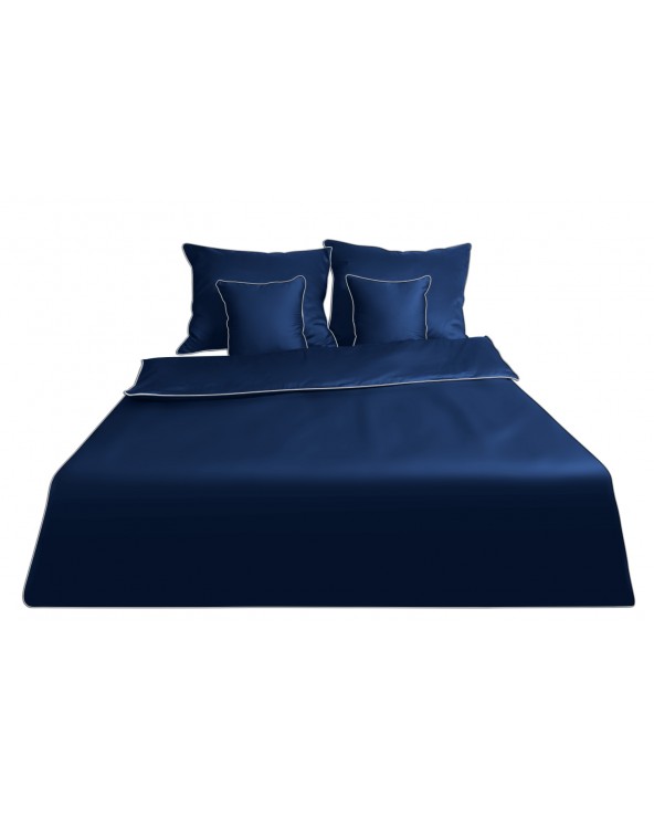 Pościel satyna bawełniana 200x220 + 2x70x80 Gold Line granatowa Matex