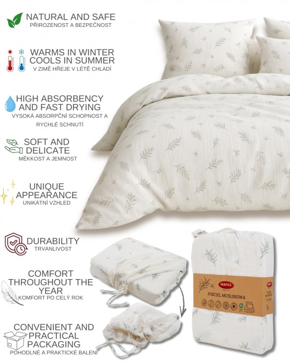 Pościel muślinowa 200x220 + 2x70x80 TM0382_01 Matex