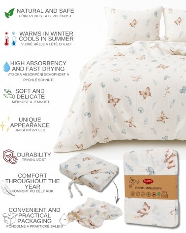 Pościel muślinowa 200x220 + 2x70x80 TM0382_03 Matex