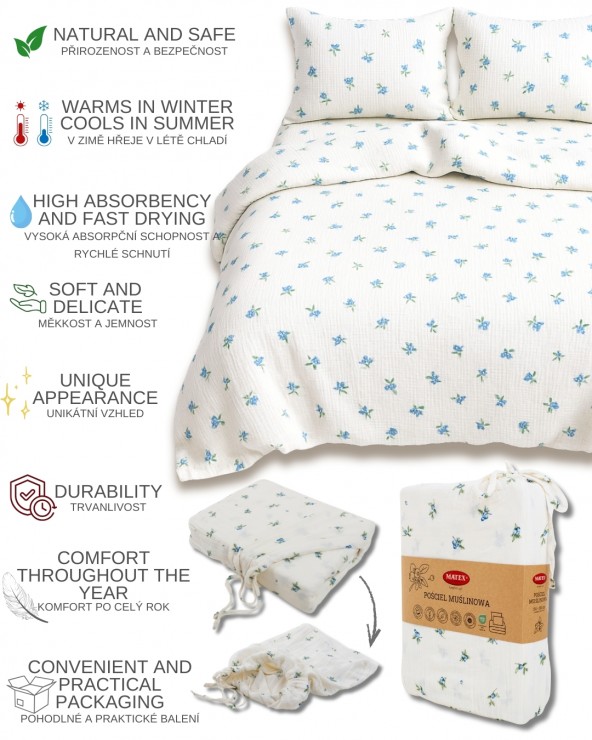 Pościel muślinowa 200x220 + 2x70x80 TM0382_04 Matex