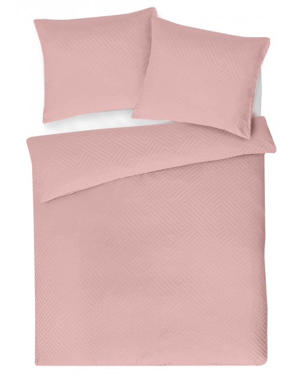 Pościel adamaszek 200x220 + 2x70x80 Geometria różowa Matex
